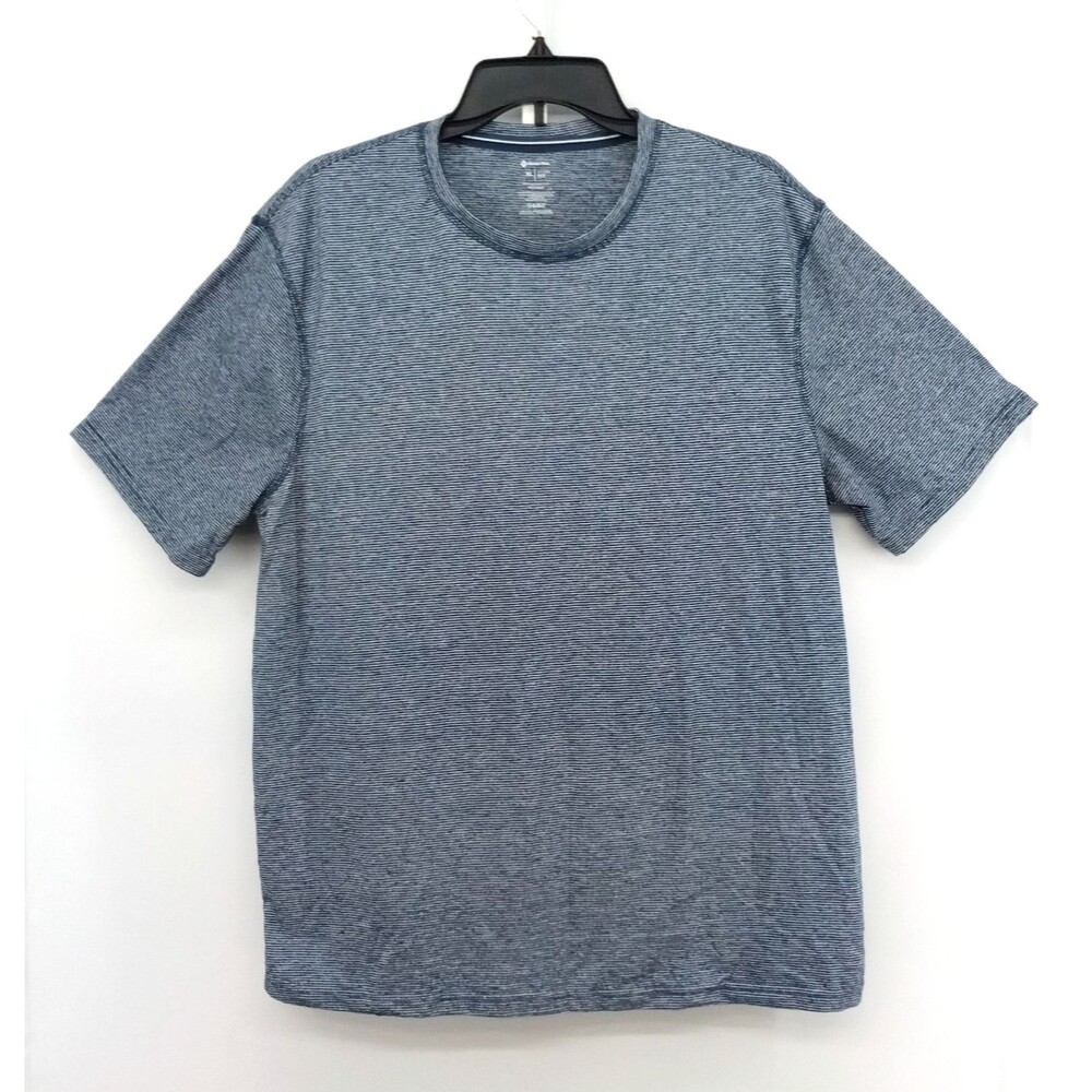 Members Mark Shirt Men Size XL Blue Micro Striped Short Sleeve Crew Neck Top